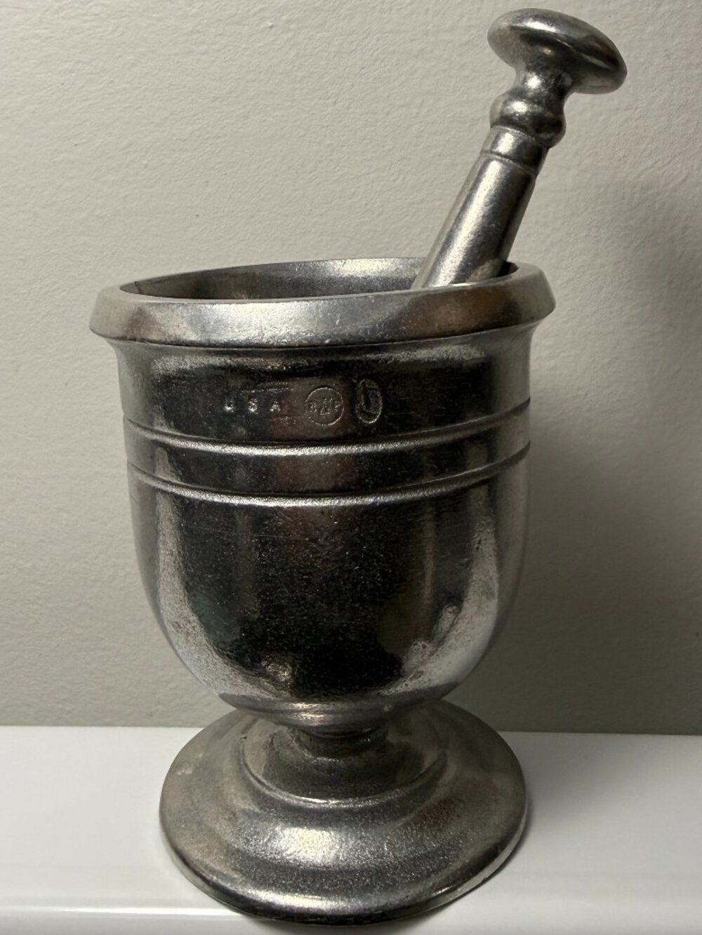 Vintage Wilton USA Armetale Silver Mortar and Pestle Set